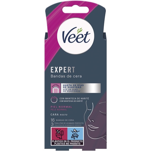 [111563] VEET DEPIL.CERA FRIA 16 BANDAS FACIALES EXPERT P. NORMAL S-5