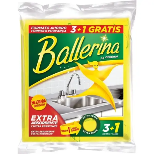 [111654] BALLERINA BAYETA VIM 37X39CM.NORMAL (PACK-3+1UD.)