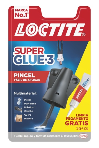 [P4036] LOCTITE SUPER GLUE-3 PEGAM.5GR.PINCEL+LIMPIAPEGAMENTO 2GR.  