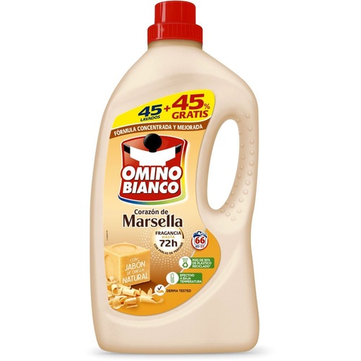 [112014] OMINO BIANCO DETERG.LIQUIDO MARSELLA 45D+21D GRATIS 2,640ML.