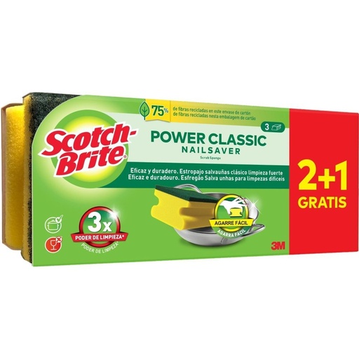 [112142C] SCOTCH BRITE ESTROPAJO SALV.UÑAS 2+1=3UD
