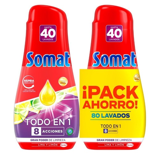[112168C] SOMAT LAVAVAJILL.GEL 40X2=80LAV.LIMA&LIMON PACK AHORR       