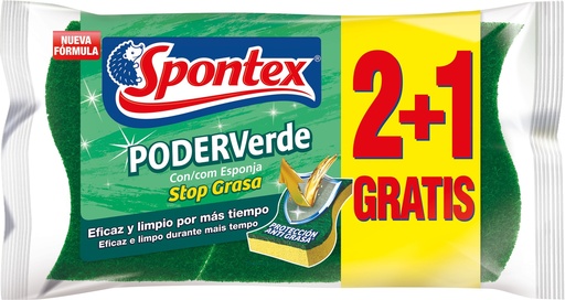 [P2035] SPONTEX ESTROP.PODER VERDE ESP.2 UD+1UD GRAT.D12 Q100 F-29