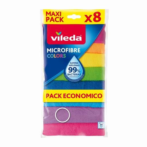 [112315] VILEDA BAYETA MICROFIBRAS COLORES 30X30CM 8UD               