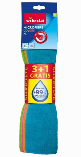 [P2043] VILEDA BAYETA MICROFIBRAS COLORS EXTRA LARGA XL 3+1 UD A-16