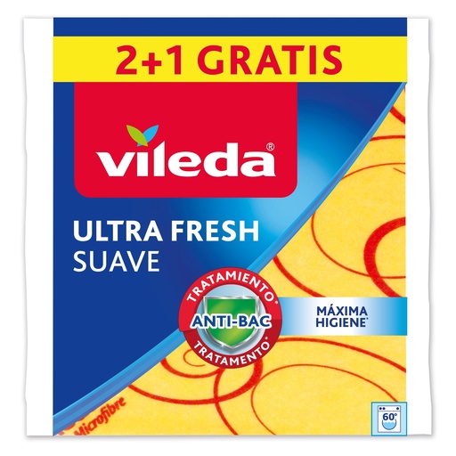 [112320] VILEDA BAYETA SUAVE AMARILLA 38X40CM.(LOTE 2+1=3UD)         