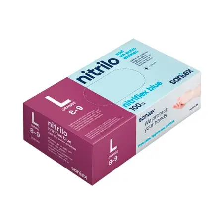 [4002] SANTEX GUANTES NITRILO NITRIFLEX BLUE LARGE 100UDS