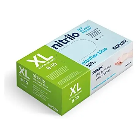 [4003] SANTEX GUANTES NITRILO NITRIFLEX BLUE EXTRA LARGE 100UDS