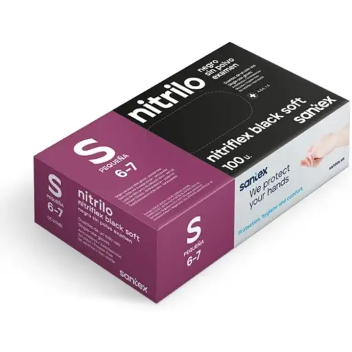 [4004] SANTEX GUANTES NITRILO NITRIFLEX NEGRA SMALL 100UDS