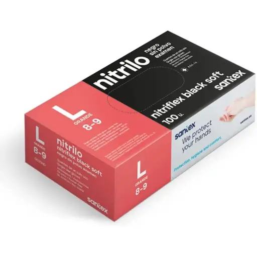 [4006] SANTEX GUANTES NITRILO NITRIFLEX NEGRA LARGE 100UDS