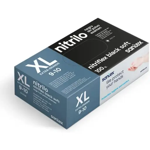 [4007] SANTEX GUANTES NITRILO NITRIFLEX NEGRA EXTRA LARGE 100UDS