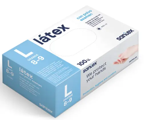 [4014] SANTEX LATEX CON POLVO NATURAL LARGE 100UDS