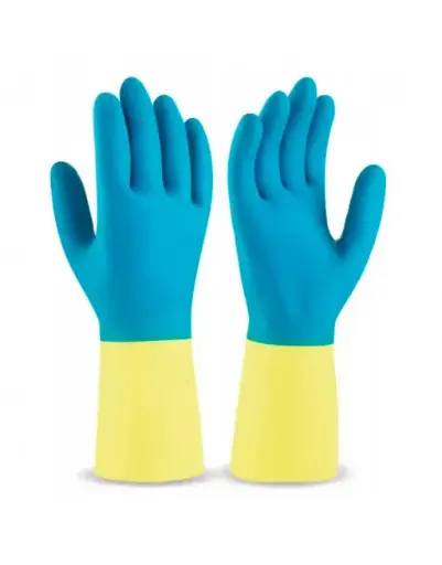 [4021] SANTEX GUANTES FLOCADO BICOLOR VERD./AMAR. MEDIUM 1ud