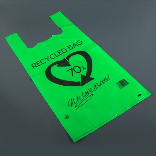 [4508] BOLSA CAMISETA RECICLADA 35x50 100uds EN VERDE